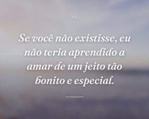 Se você não existisse, eu não teria aprendido a amar de um jeito tão bonito e especial.
