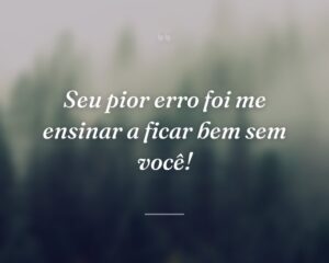 Seu pior erro foi me ensinar a ficar bem sem você!