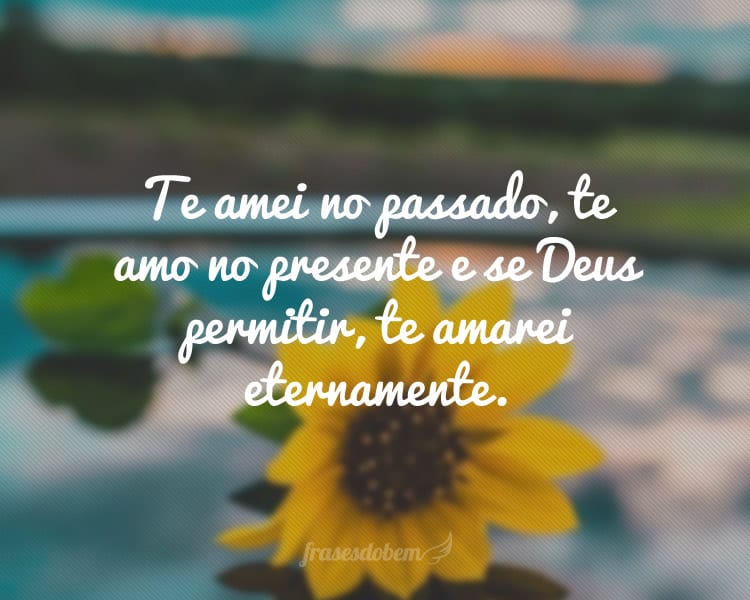 Te amei no passado, te amo no presente e se Deus permitir, te amarei eternamente.