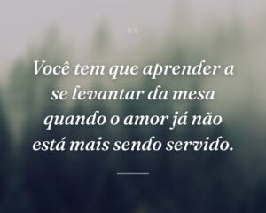 Você tem que aprender a se levantar da mesa quando o amor já não está mais sendo servido.