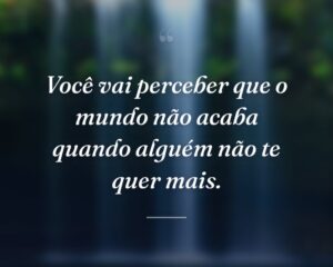 Você vai perceber que o mundo não acaba quando alguém não te quer mais.