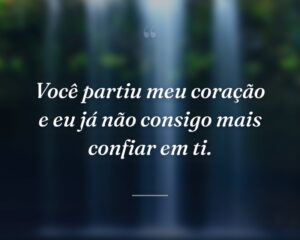 Você partiu meu coração e eu já não consigo mais confiar em ti.