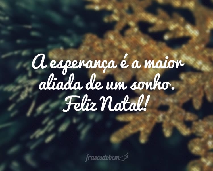 A esperança é a maior aliada de um sonho. Feliz Natal!