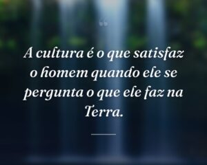 A cultura é o que satisfaz o homem quando ele se pergunta o que ele faz na Terra.
