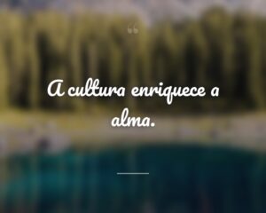 A cultura enriquece a alma.