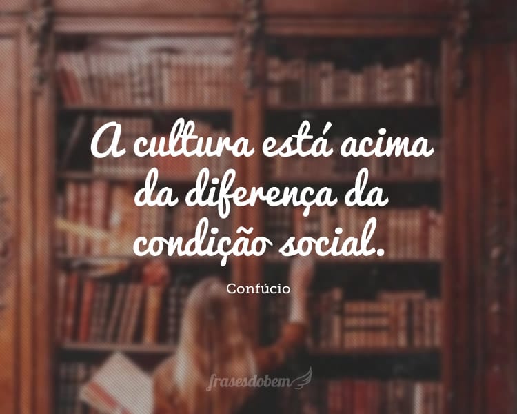 A cultura está acima da diferença da condição social.