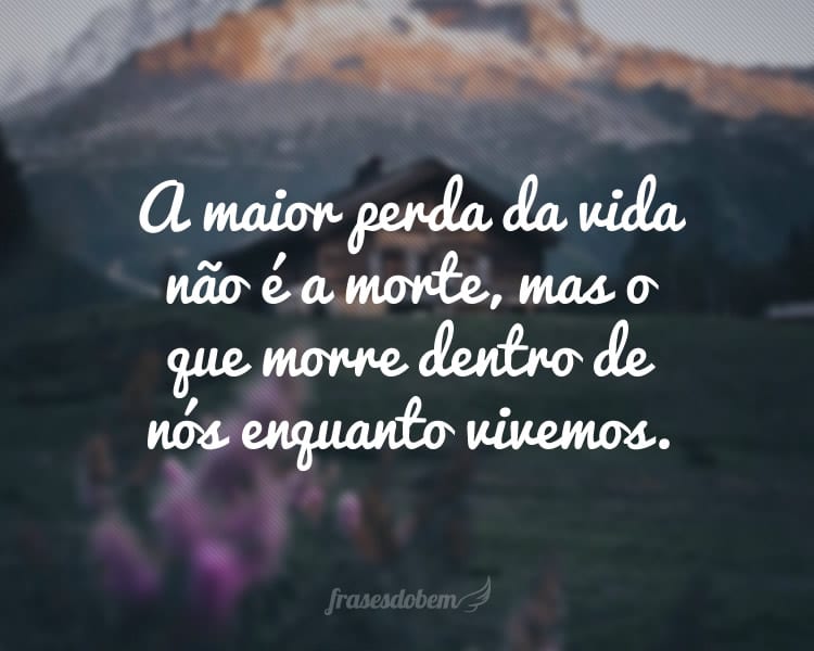 A maior perda da vida não é a morte, mas o que morre dentro de nós enquanto vivemos.