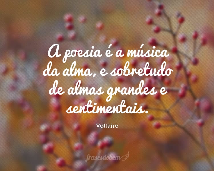 A poesia é a música da alma, e sobretudo de almas grandes e sentimentais.