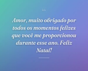 Amor, muito obrigado por todos os momentos felizes que você me proporcionou durante esse ano. Feliz Natal!