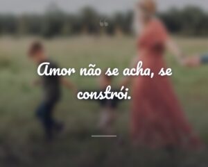 Amor não se acha, se constrói.