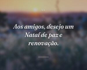 Aos amigos, desejo um Natal de paz e renovação.