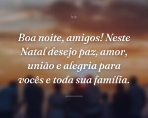 Boa noite, amigos! Neste Natal desejo paz, amor, união e alegria para vocês e toda sua família.