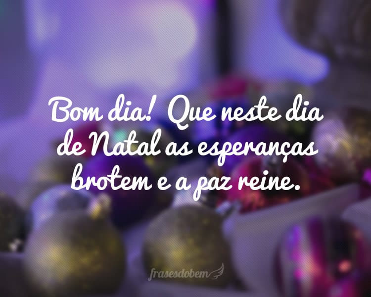 Bom dia! Que neste dia de Natal as esperanças brotem e a paz reine.