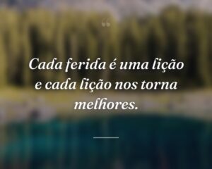 Cada ferida é uma lição e cada lição nos torna melhores.