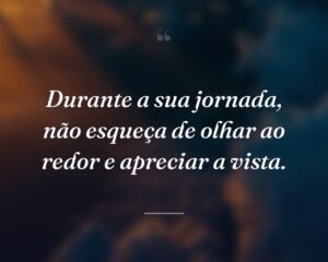 Durante a sua jornada, não esqueça de olhar ao redor e apreciar a vista.