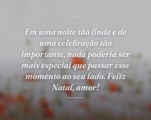 Em uma noite tão linda e de uma celebração tão importante, nada poderia ser mais especial que passar esse momento ao seu lado. Feliz Natal, amor!