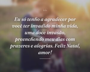 Eu só tenho a agradecer por você ter invadido minha vida, uma doce invasão, preenchendo meu dias com prazeres e alegrias. Feliz Natal, amor!
