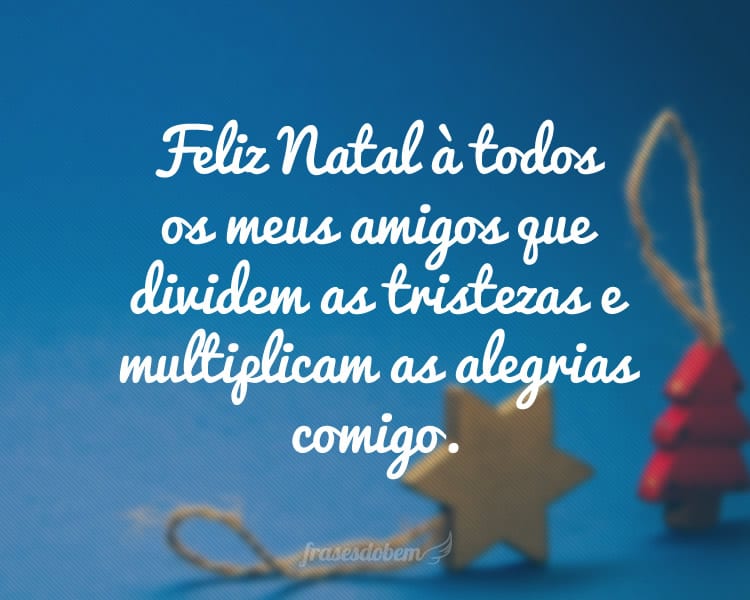 Feliz Natal à todos os meus amigos que dividem as tristezas e multiplicam as alegrias comigo.