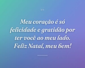 Meu coração é só felicidade e gratidão por ter você ao meu lado. Feliz Natal, meu bem!