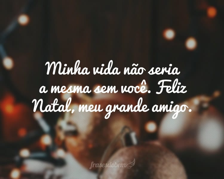 Minha vida não seria a mesma sem você. Feliz Natal, meu grande amigo.