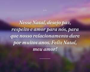Nesse Natal, desejo paz, respeito e amor para nós, para que nosso relacionamento dure por muitos anos. Feliz Natal, meu amor!