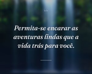 Permita-se encarar as aventuras lindas que a vida trás para você.