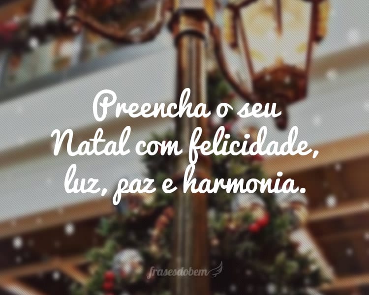 Preencha o seu Natal com felicidade, luz, paz e harmonia.