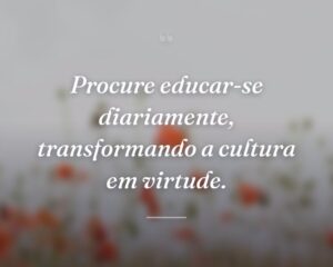 Procure educar-se diariamente, transformando a cultura em virtude.