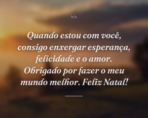 Quando estou com você, consigo enxergar esperança, felicidade e o amor. Obrigado por fazer o meu mundo melhor. Feliz Natal!