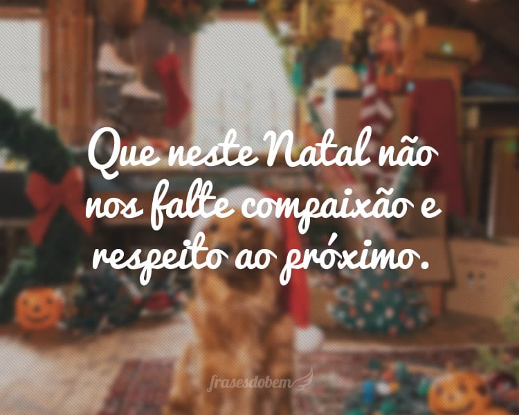 Que neste Natal não nos falte compaixão e respeito ao próximo.