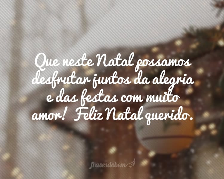 Que neste Natal possamos desfrutar juntos da alegria e das festas com muito amor! Feliz Natal querido.