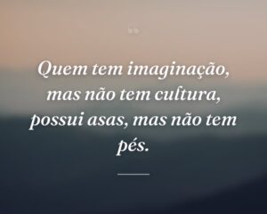 Quem tem imaginação, mas não tem cultura, possui asas, mas não tem pés.