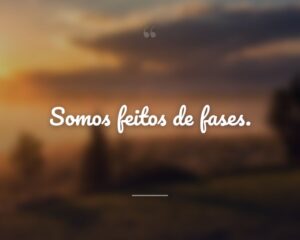 Somos feitos de fases.