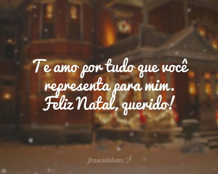 Te amo por tudo que você representa para mim. Feliz Natal, querido!