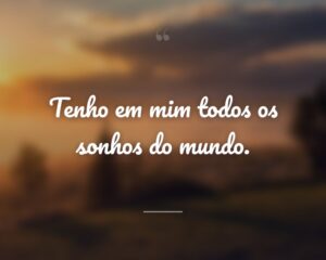 Tenho em mim todos os sonhos do mundo.