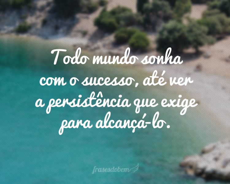 Todo mundo sonha com o sucesso, até ver a persistência que exige para alcançá-lo.