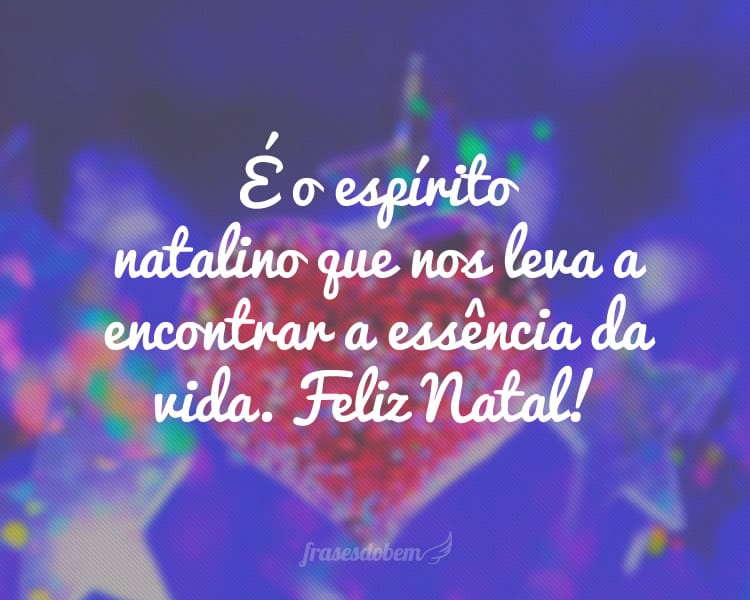 É o espírito natalino que nos leva a encontrar a essência da vida. Feliz Natal!