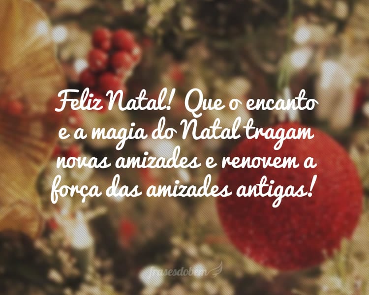 Feliz Natal! Que o encanto e a magia do Natal tragam novas amizades e renovem a força das amizades antigas!