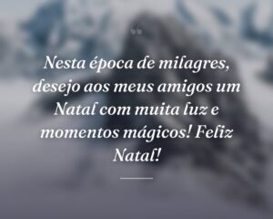 Nesta época de milagres, desejo aos meus amigos um Natal com muita luz e momentos mágicos! Feliz Natal!