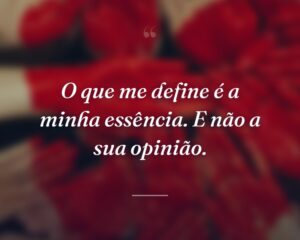 O que me define é a minha essência. E não a sua opinião.