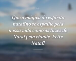 Que a mágica do espírito natalino se espalhe pela nossa vida como as luzes de Natal pela cidade. Feliz Natal!