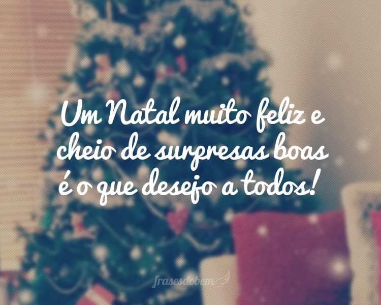 Um Natal muito feliz e cheio de surpresas boas é o que desejo a todos!