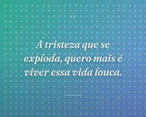 A tristeza que se exploda, quero mais é viver essa vida louca.