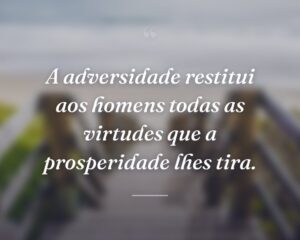 A adversidade restitui aos homens todas as virtudes que a prosperidade lhes tira.