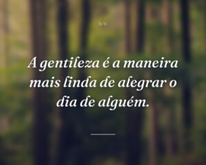 A gentileza é a maneira mais linda de alegrar o dia de alguém.