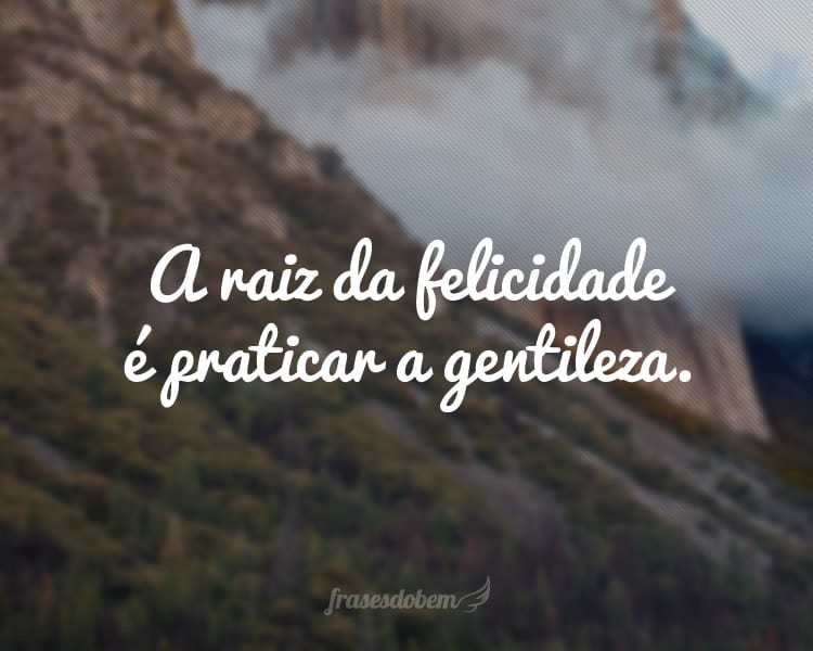 A raiz da felicidade é praticar a gentileza.