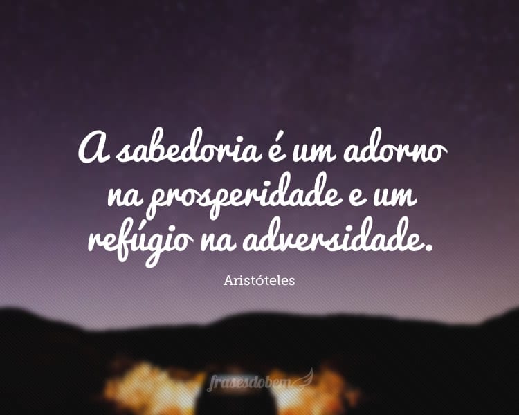 A sabedoria é um adorno na prosperidade e um refúgio na adversidade.