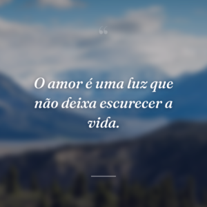 O amor é uma luz que não deixa escurecer a vida.
