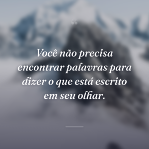 Você não precisa encontrar palavras para dizer o que está escrito em seu olhar.