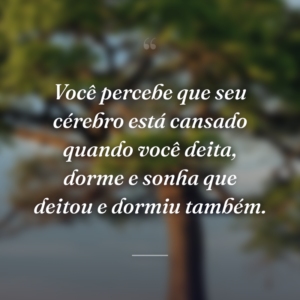 Você percebe que seu cérebro está cansado quando você deita, dorme e sonha que deitou e dormiu também.